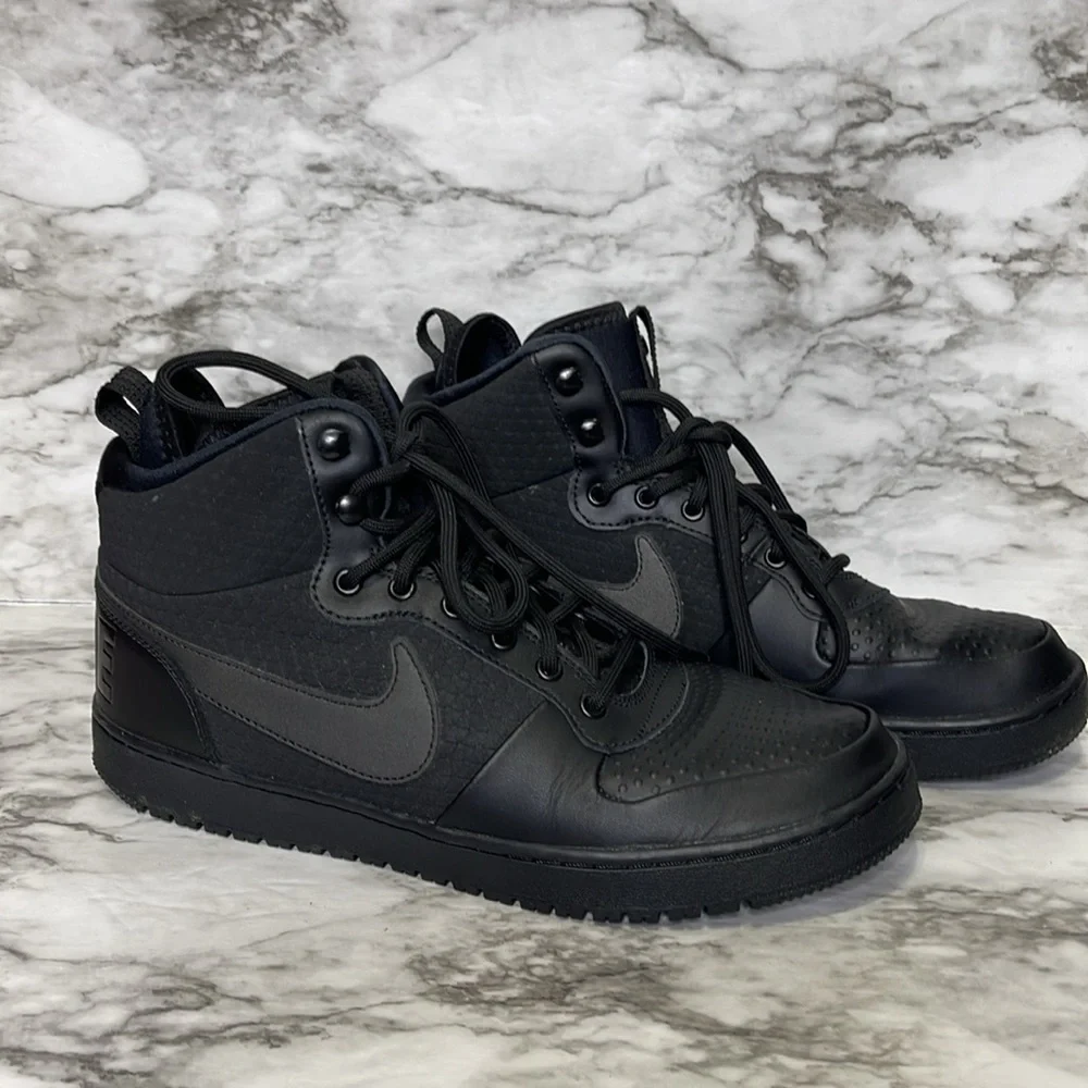 Nike Court Borough Mid Winter Triple Black Shoes Mens Size 9
